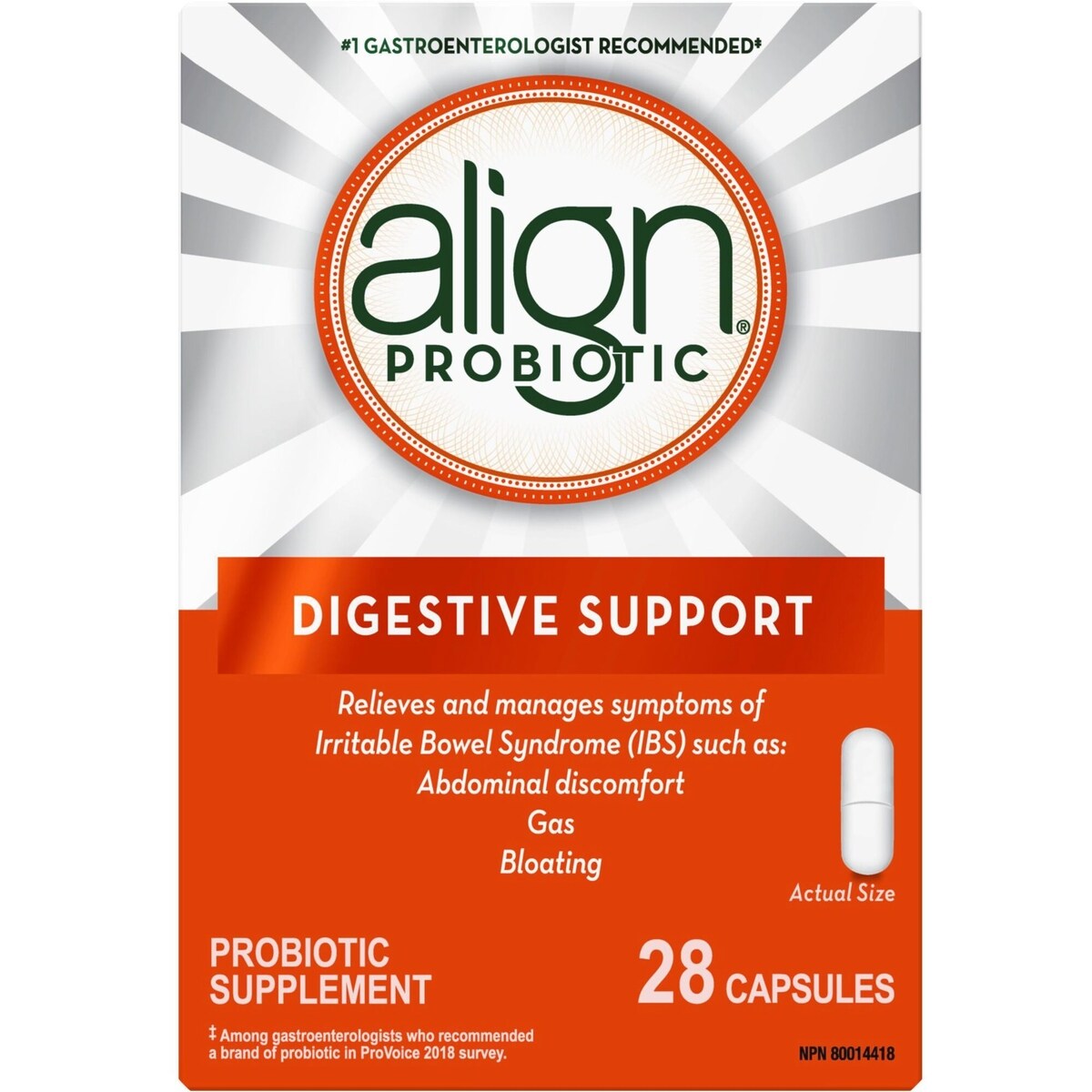 Supplément probiotique quotidien pour la santé digestive, 28 capsules végétariennes