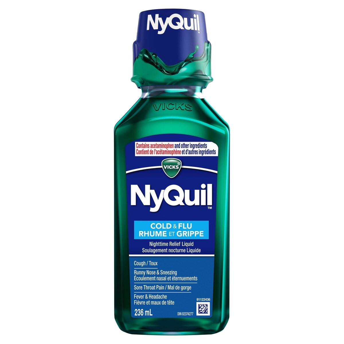 Liquide NyQuil Rhume et grippe Soulagement nocturne, Original, 236 mL