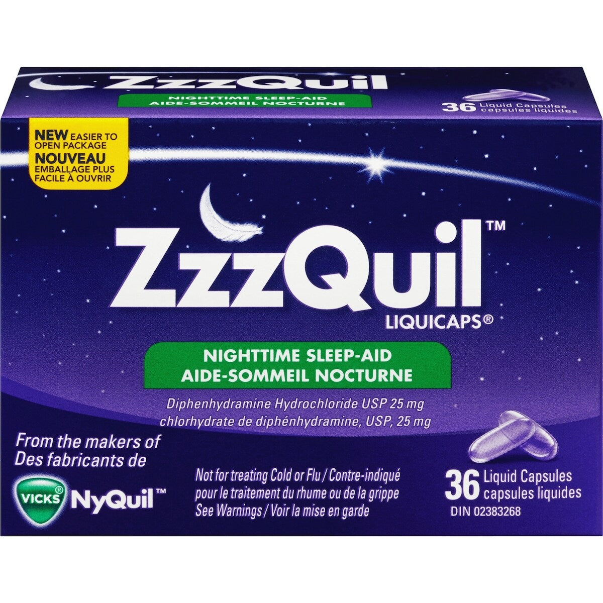 Aide-sommeil nocturne LiquiCaps ZzzQuil, 36 unités