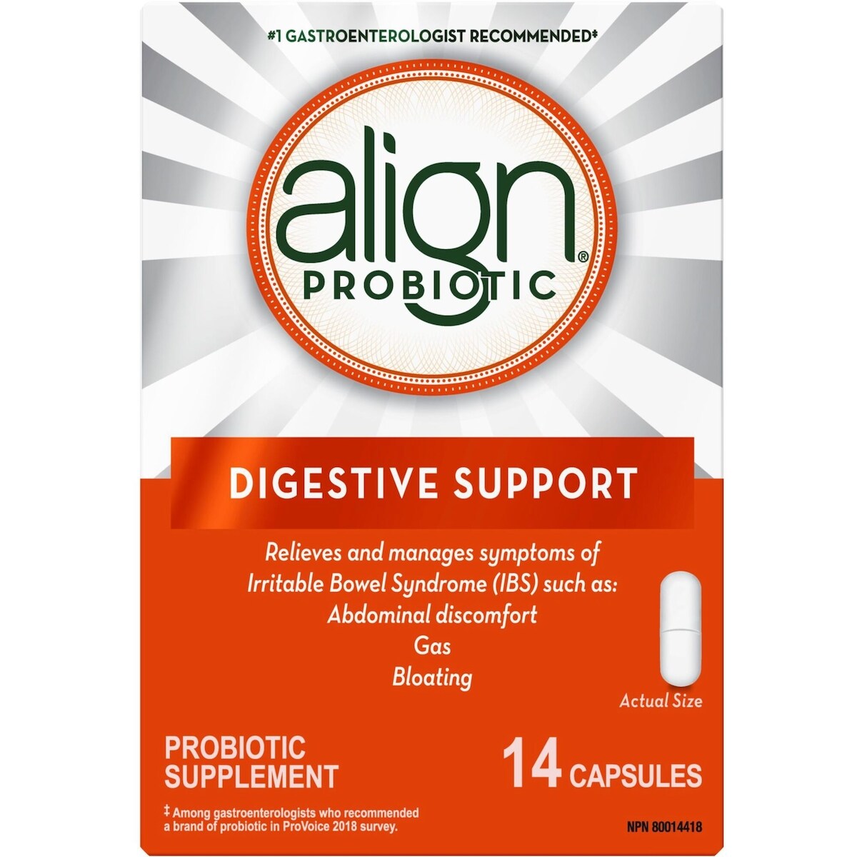 Supplément probiotique quotidien pour la santé digestive, 14 capsules végétariennes