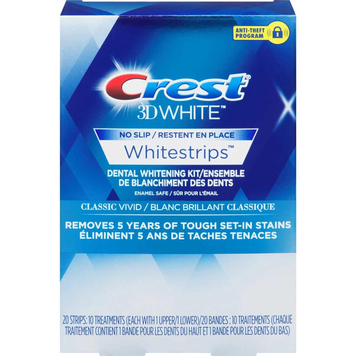 Bandes 3D White Whitestrips Blanc brillant classique, 10 traitements.
