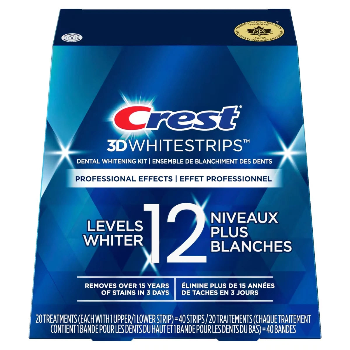 Bandes 3D White Whitestrips Effet professionnel, 20 traitements