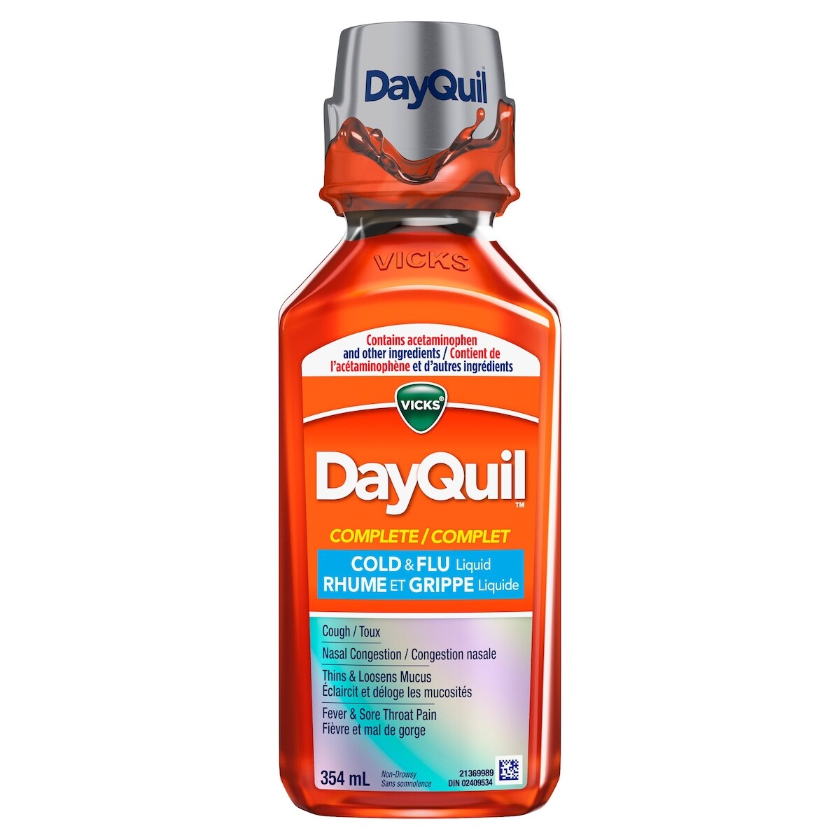 DayQuil COMPLETE rhume/grippe jour maximal : toux, mal de gorge, fièvre, congestion, 354mL