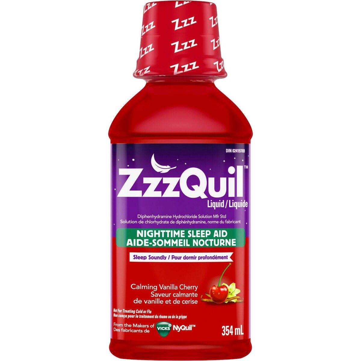 Vicks Zzzquil – Liquide À Saveur Calmante De Vanille Et De Cerise – 354 Ml