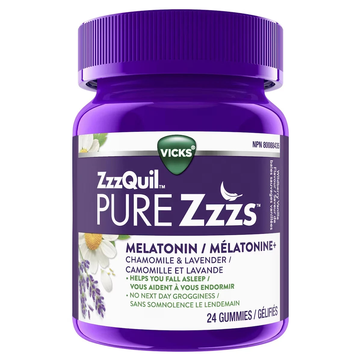 Aide-sommeil à base de mélatonine ZzzQuil PURE Zzzs, 24 comprimés gélifiés