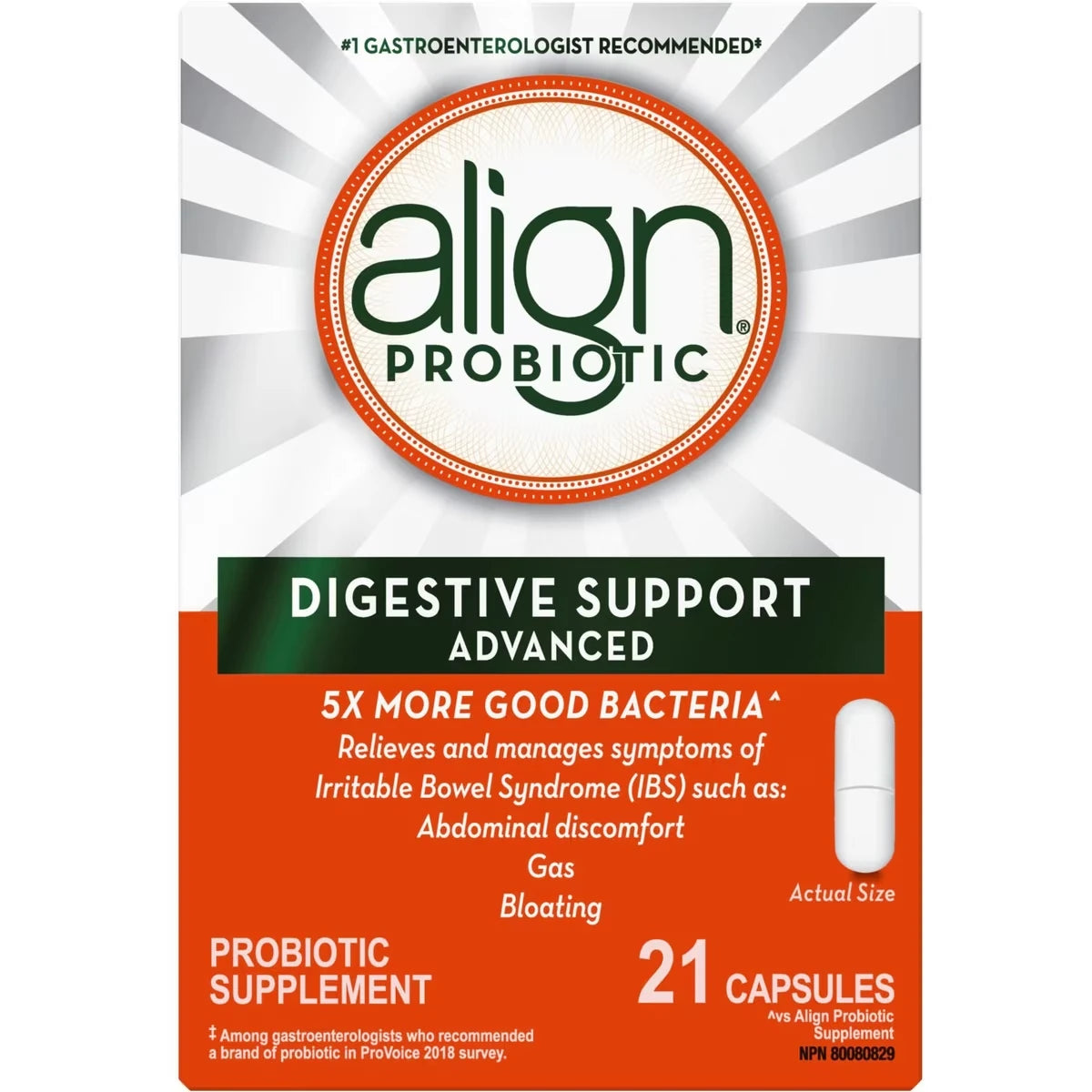 Suppl. probio. Avancé, santé digestive, marque plus recommandée par médecins‡, 21 c. végé.