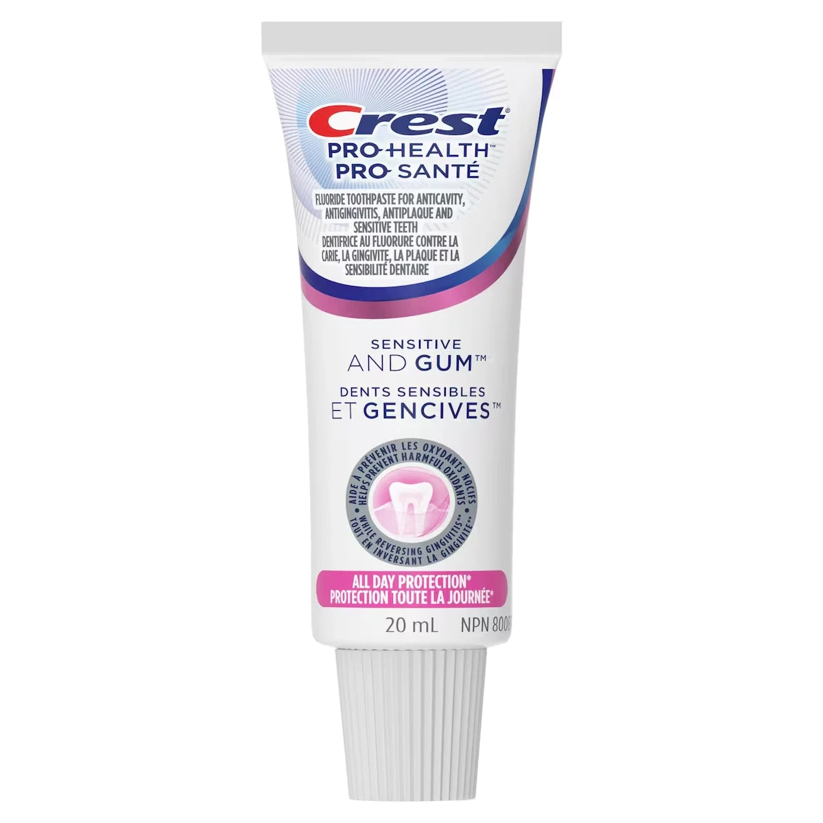 Dentifrice pour dents sensibles Gum and Sensitivity Protection toute la journée, 20 mL