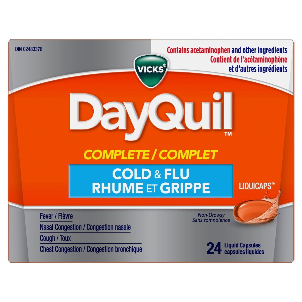 DayQuil COMPLETE Soulagement du rhume et de la grippe de jour, 24 LiquiCaps