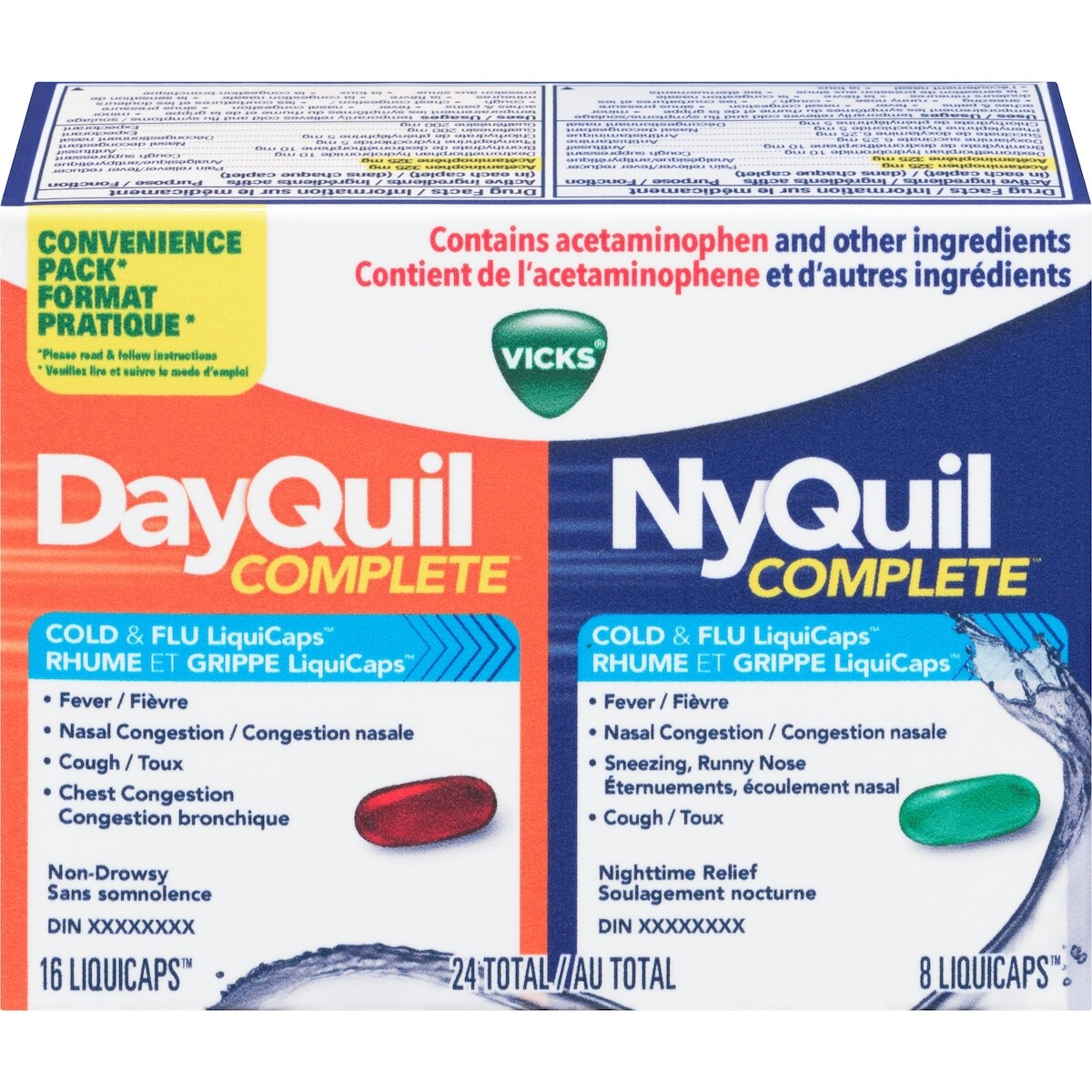 DayQuil et NyQuil COMPLETE soulagement de la toux, du rhume et de la grippe, 24 LiquiCaps