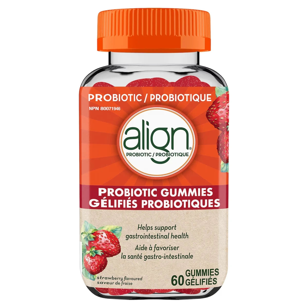 Probiotique à saveur de fraise, la marque de probiotiques la plus recommandée par les médecins‡, 60 comprimés gélifiés