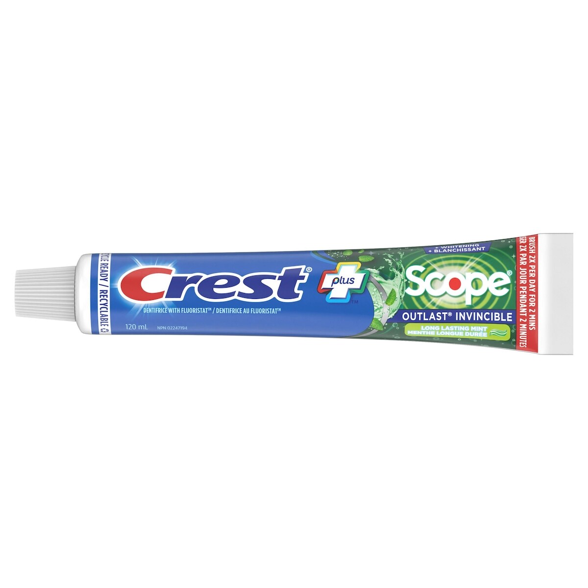 Dentifrice Complete Blanchissant avec Scope Outlast, saveur de menthe longue durée, 120 mL