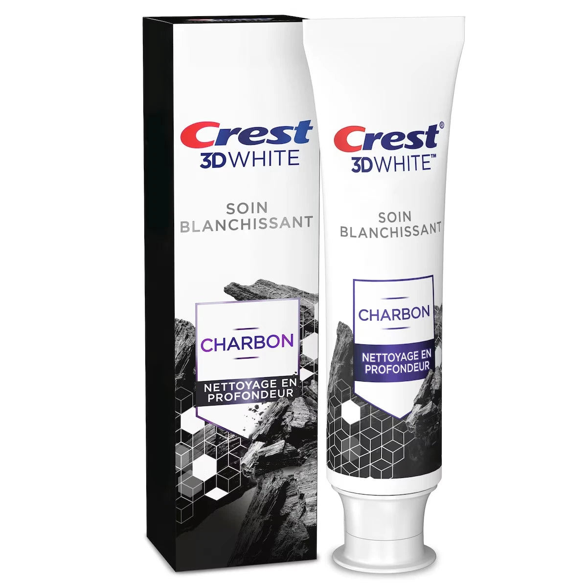 Dentifrice au fluorure avec charbon 3D White Whitening Therapy Nettoyage en profondeur, Menthe vivifiante, 110 mL
