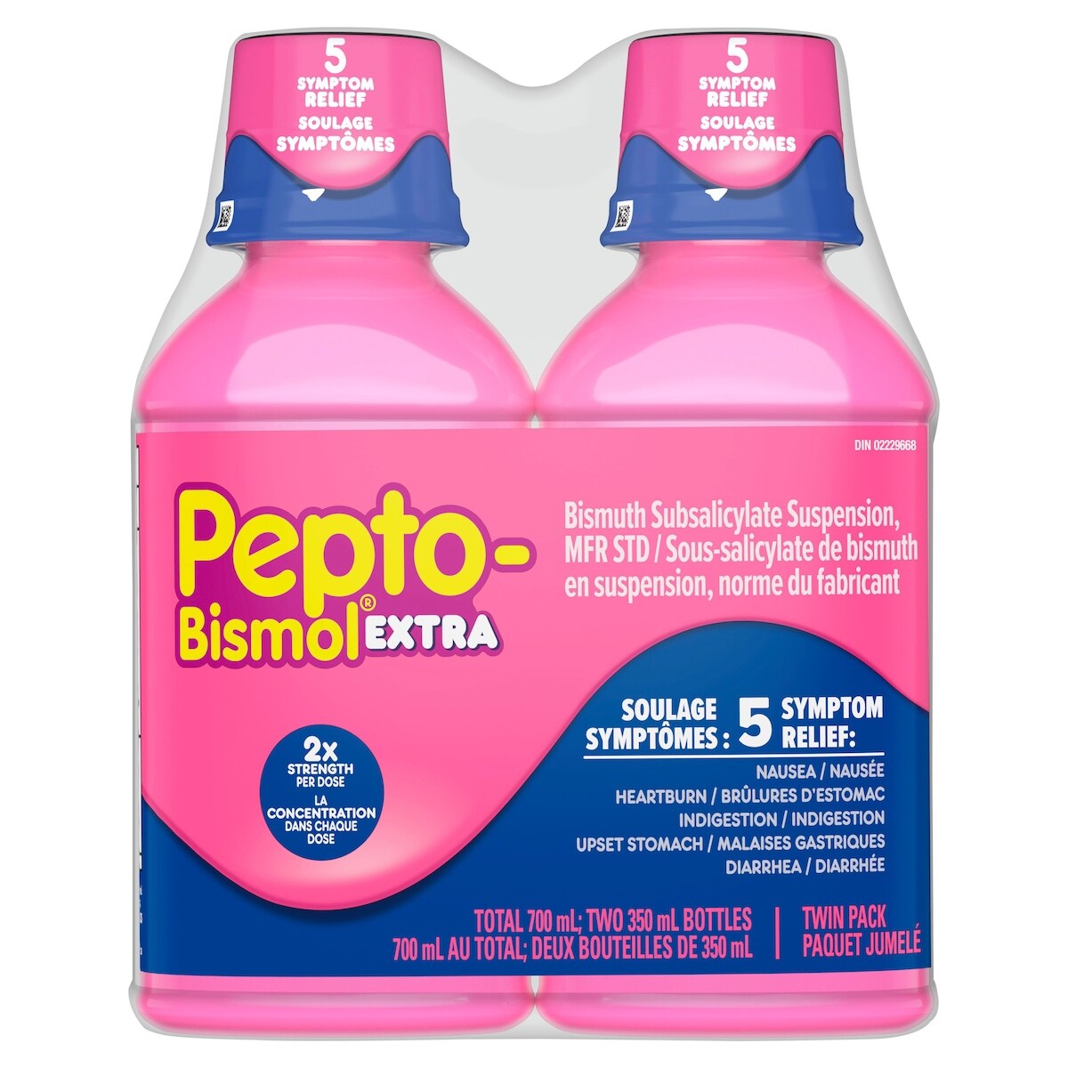 -Bismol Extra fort liquide pour soulager la nausée, les brûlures d’estomac, l’indigestion, les malaises gastriques et la diarrhée, saveur originale, paquet de 2, 350&nbsp;mL chacun