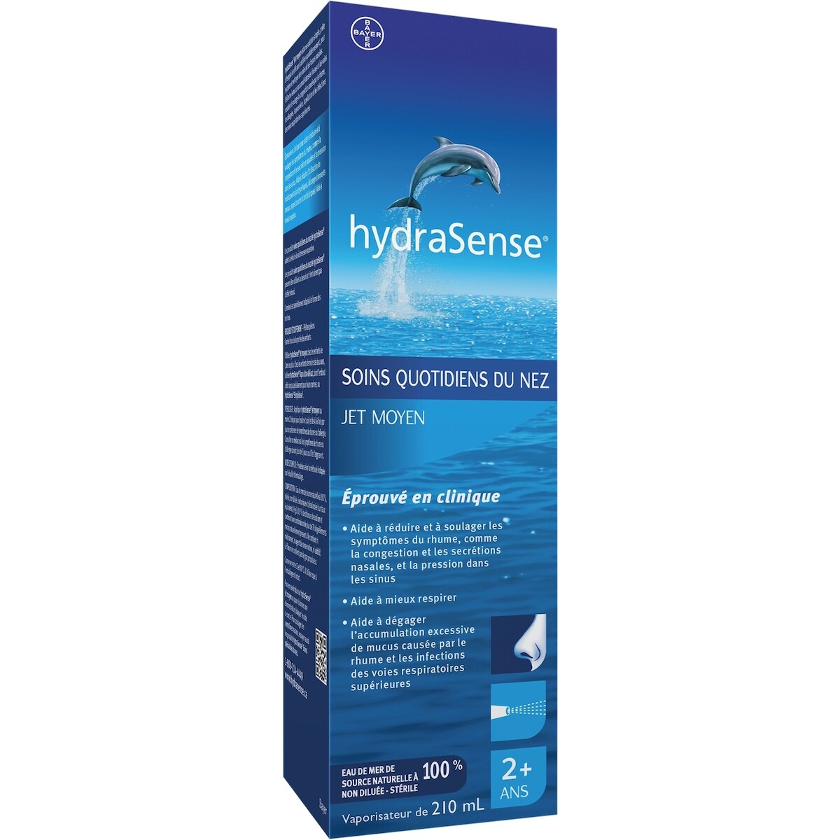 Vaporisateur Nasal Jet Moyen, Soins Quotidiens Du Nez, Soulagement Rapide De La Congestion Nasale, Eau De Mer De Source Naturelle à 100 %, Sans Agent De Conservation, 210 Ml