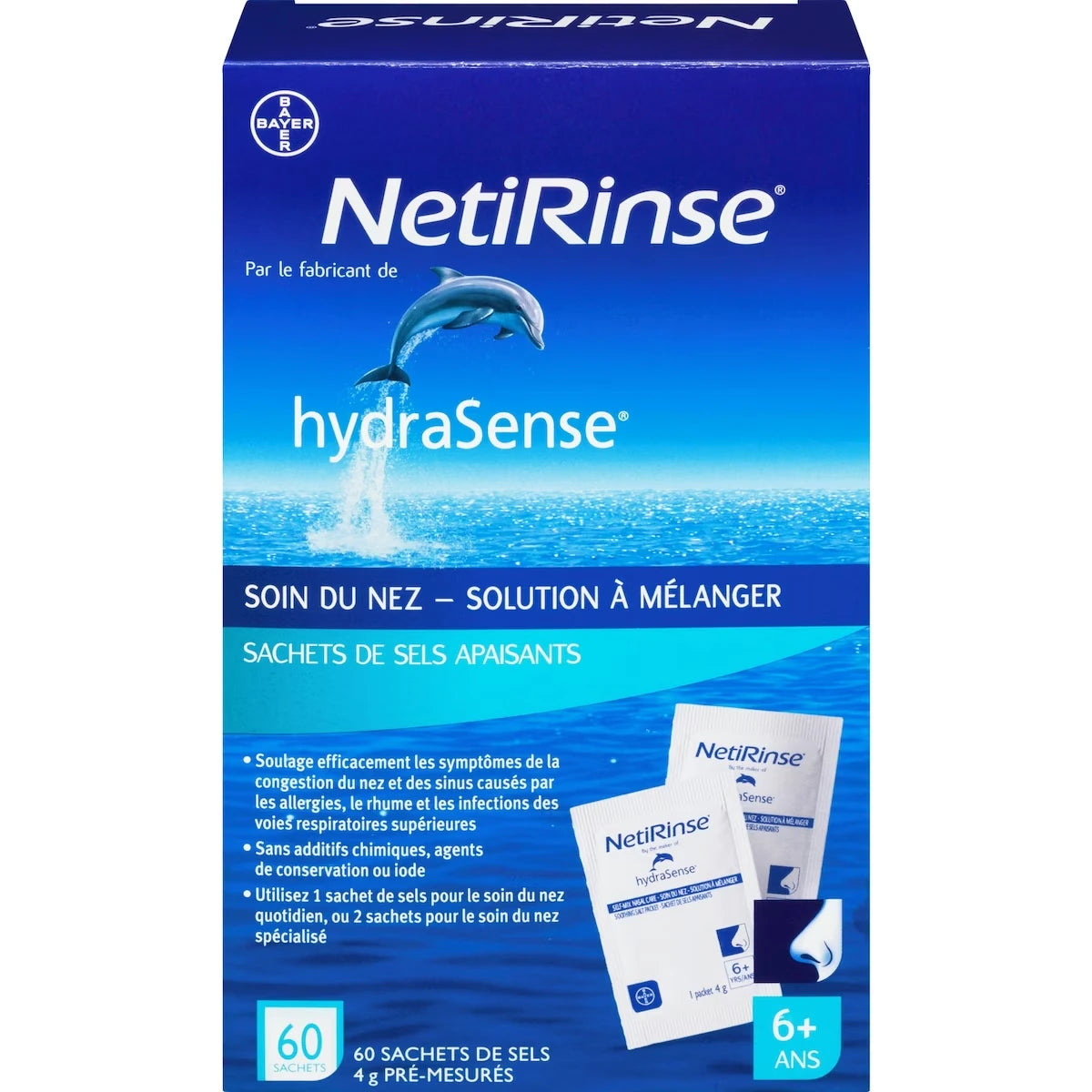 Sachets De Sels Apaisants Hydrasense , Sachets Universels Pr�-Mesur�S Et Pr�ts à M�Langer, Soulage Les Sympt�Mes Nasaux Du Rhume, 60 Sachets