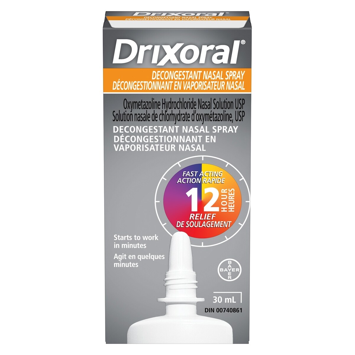 Décongestionnant en vaporisateur nasal, soulagement rapide et prolongé durant 12 heures, 30 mL