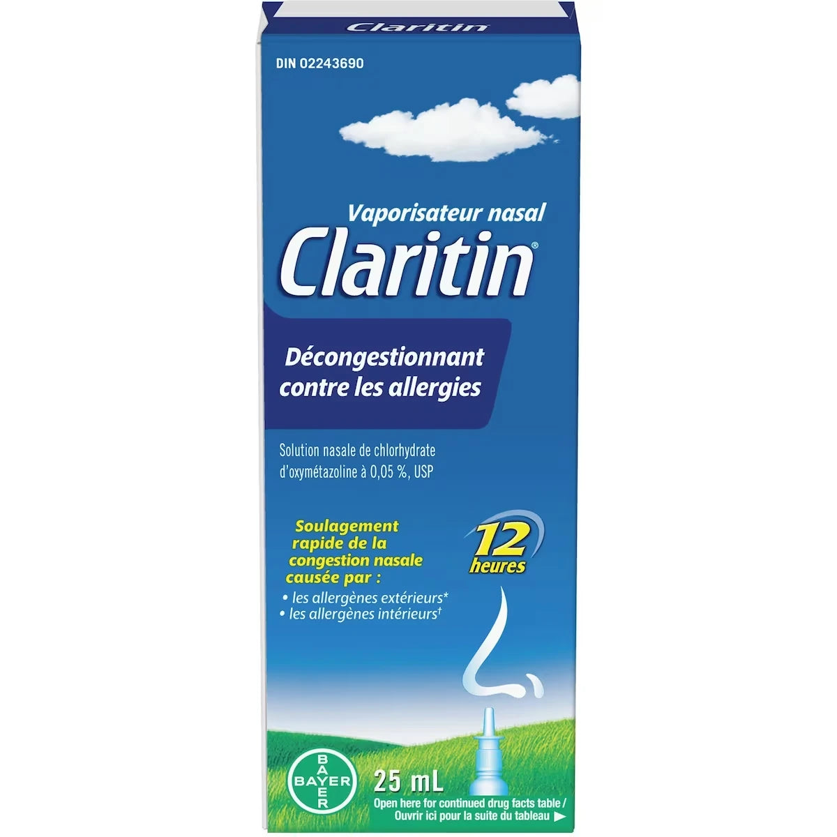 Décongestionnant contre les allergies en vaporisateur nasal, soulagement rapide, 25 mL