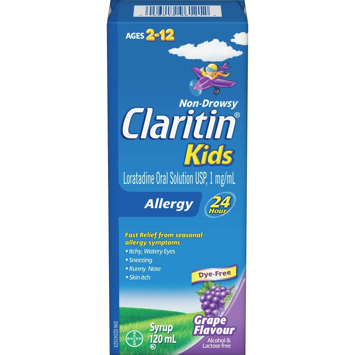 pour enfants Allergies, soulagement sans somnolence durant 24 heures, saveur de raisin, 120 mL