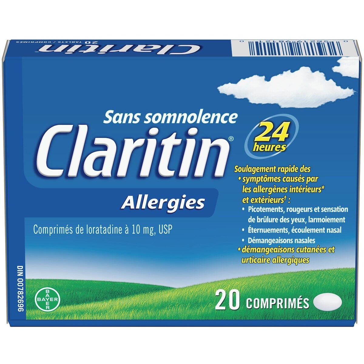 Allergies, soulagement sans somnolence durant 24 heures, 10 mg, 20 comprimés
