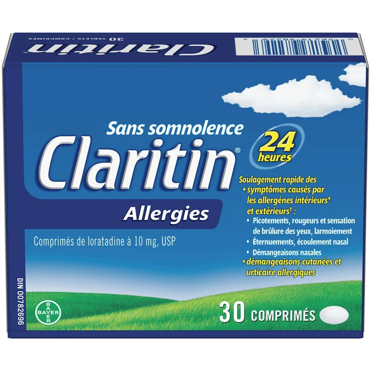 Allergies, soulagement sans somnolence durant 24 heures, 10 mg, 30 comprimés