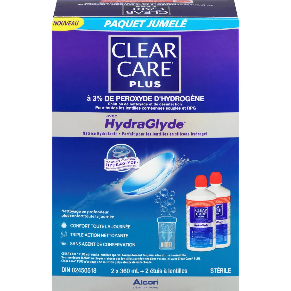 PLUS Solution pour lentilles cornéennes avec HydraGlyde Paquet Jumelé