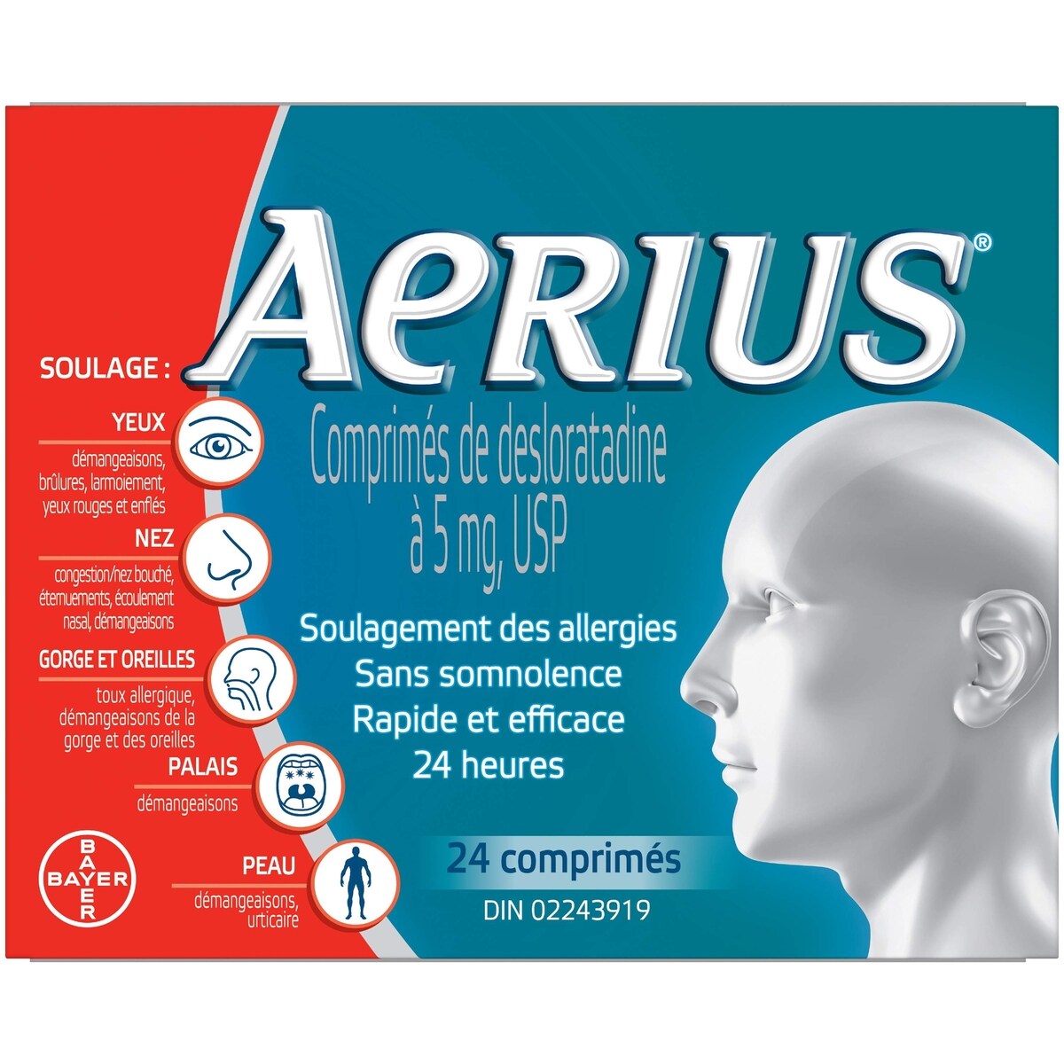 Allergies, Soulagement Rapide Et Sans Somnolence Durant 24 Heures, 15 Sympt�Mes, 24 Comprim�S