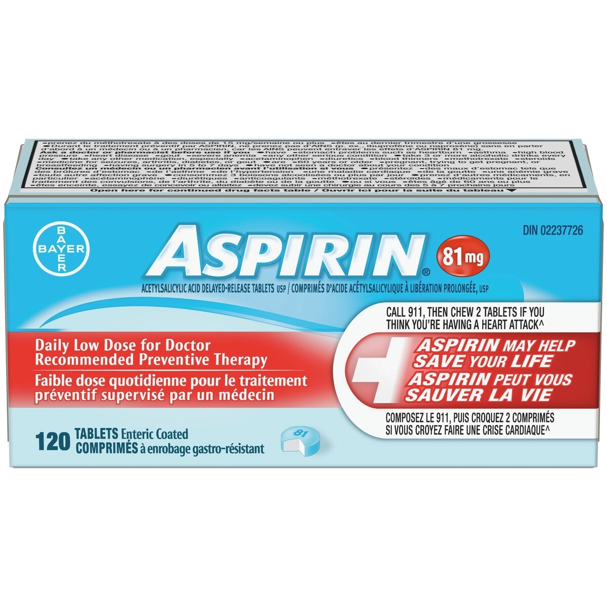 � à 81 Mg, Comprim�S Faible Dose Quotidienne Avec Enrobage Gastro-R�Sistant, 120 Comprim�S