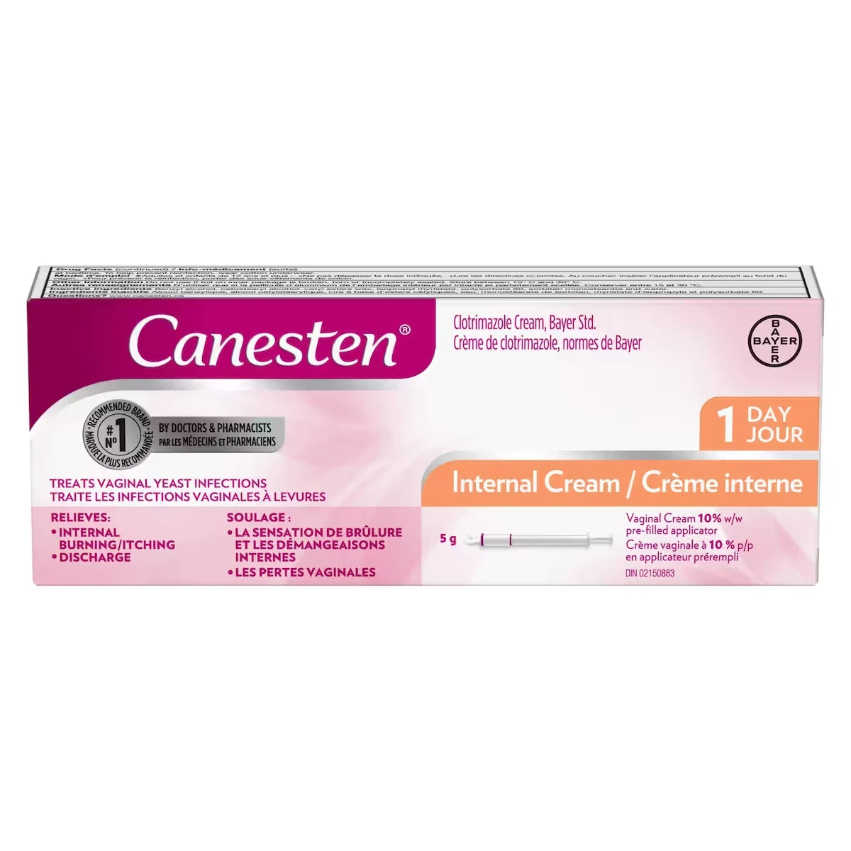Crème interne 1 jour pour les infections à levures, 1 traitement