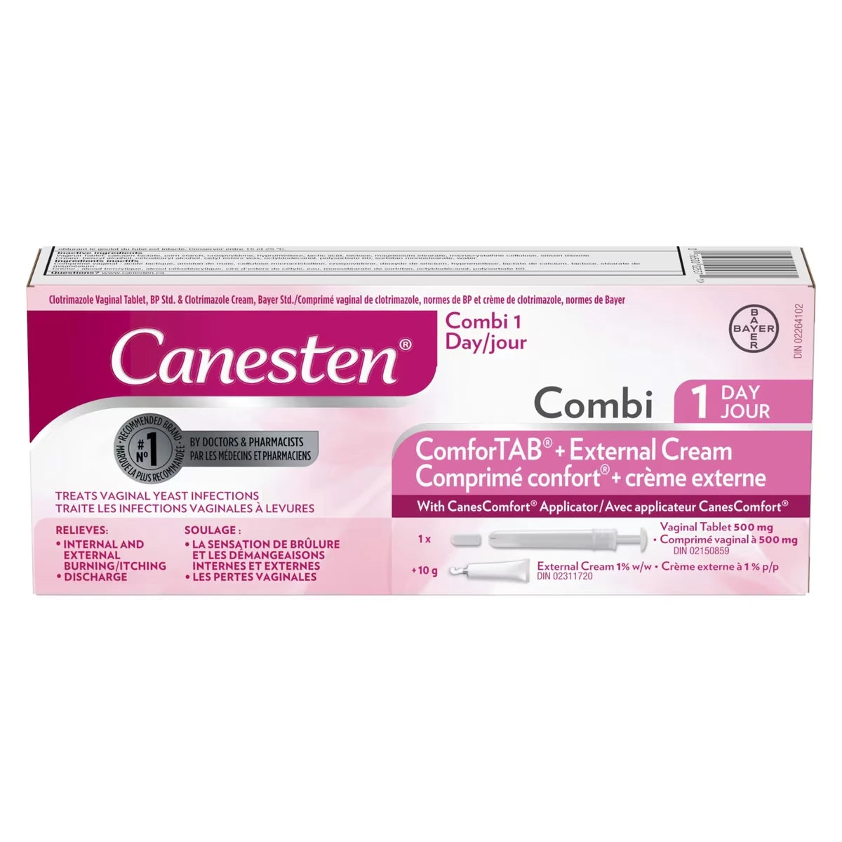 Combi Comprimé confort et crème externe 1 jour pour les infections à levures, 1 traitement