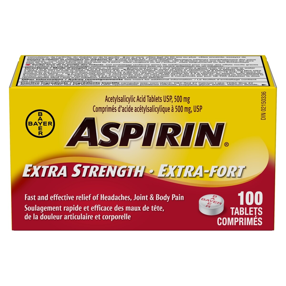 Extra-Fort à 500 Mg, Soulagement Rapide Et Efficace Des Maux De T�te, Des Douleurs Articulaires Et Musculaires, De La Fi�Vre Et De La Douleur Associ�E Au Rhume Et à La Grippe, 100 Comprim�S