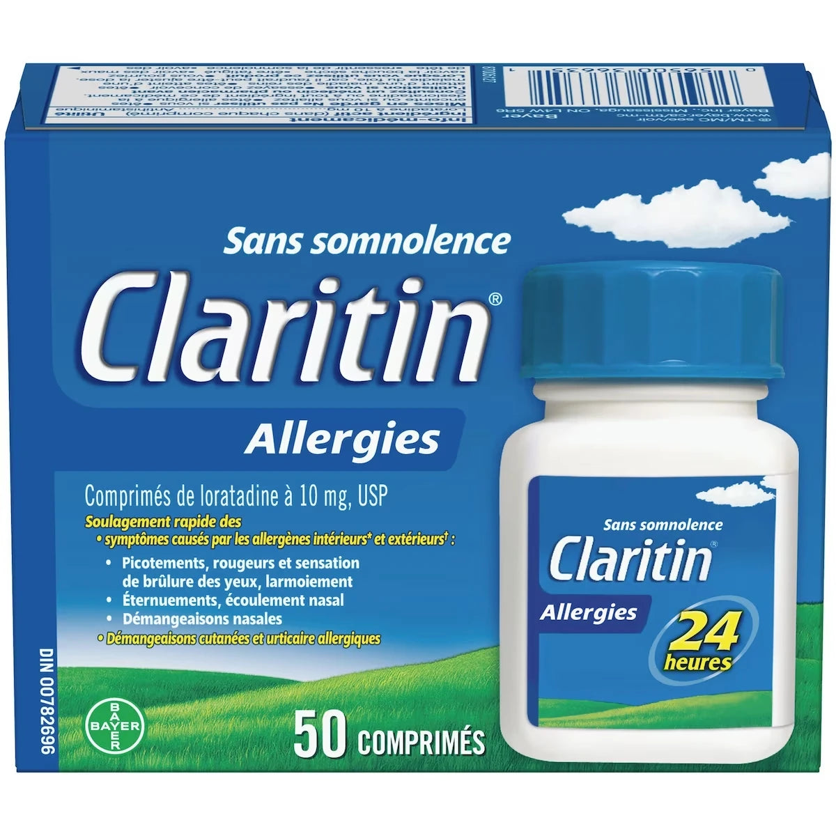 Allergies, soulagement sans somnolence durant 24 heures, 10 mg, 50 comprimés
