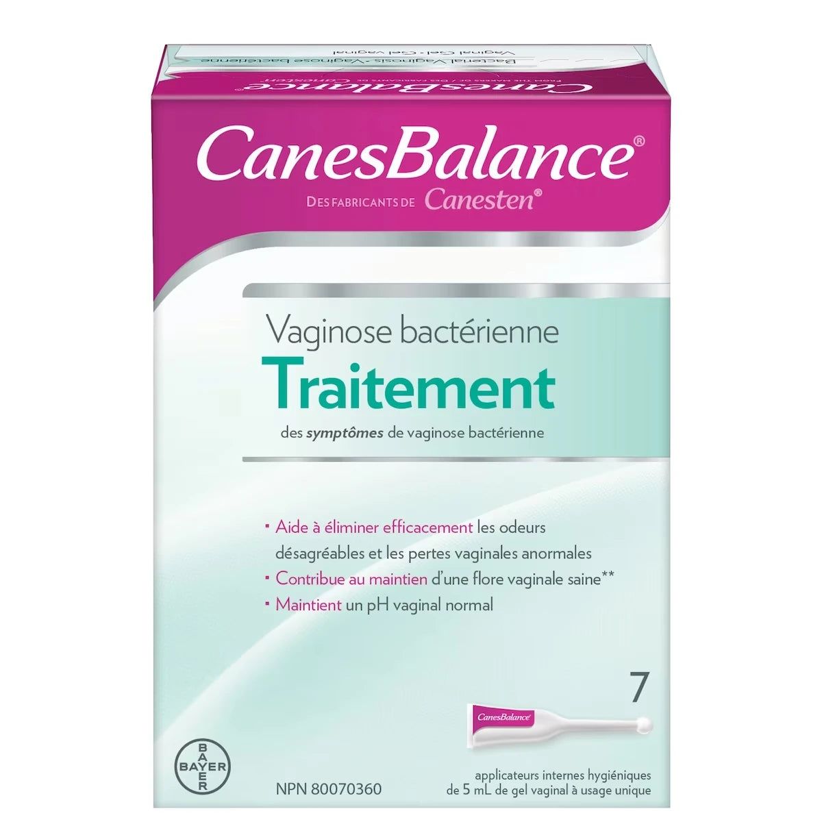 Gel vaginal CanesBalance pour traiter la vaginose bactérienne, élimination efficace des odeurs et des pertes vaginales, 7 applicateurs à usage unique