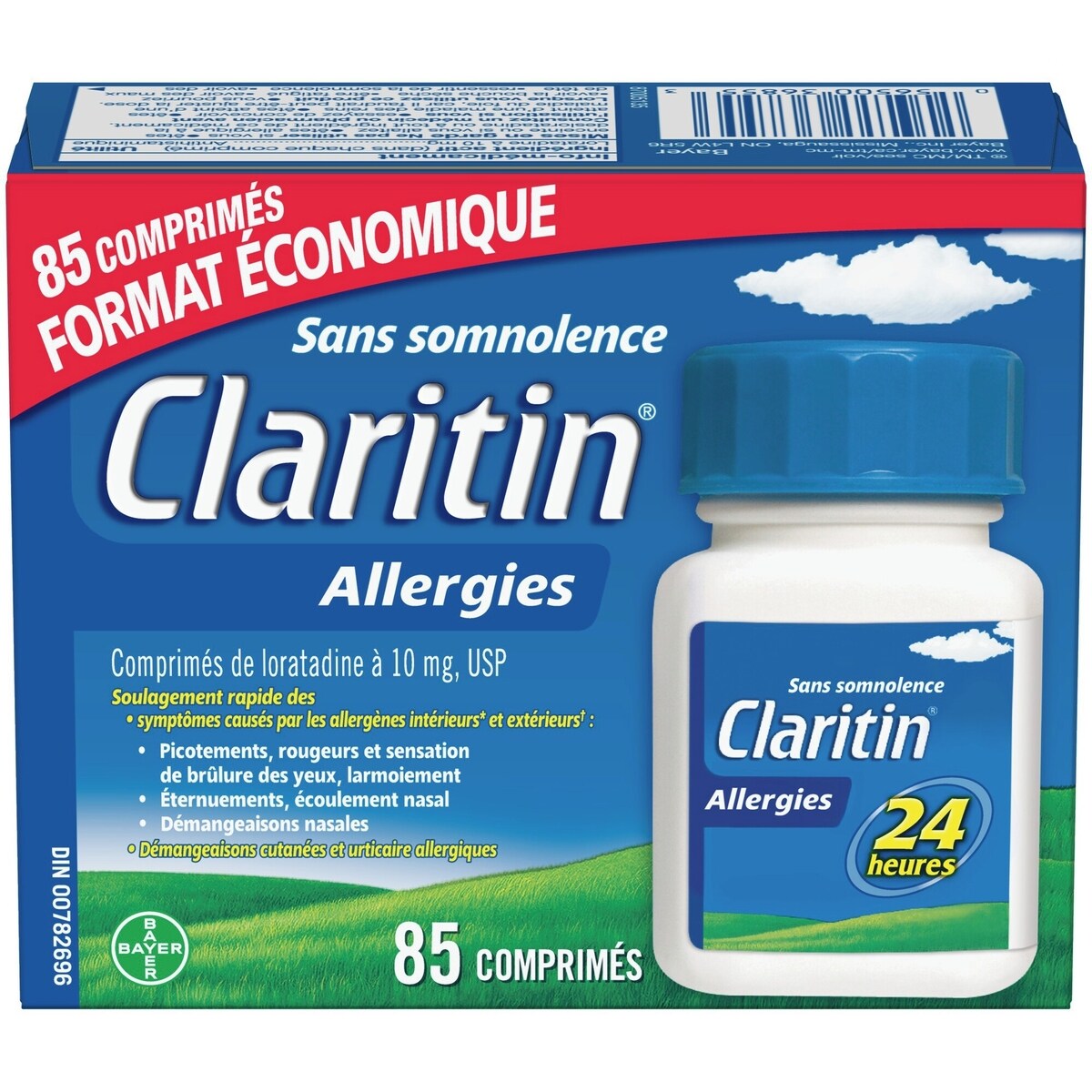 Allergies, soulagement sans somnolence durant 24 heures, 10 mg, format économique, 85 comprimés