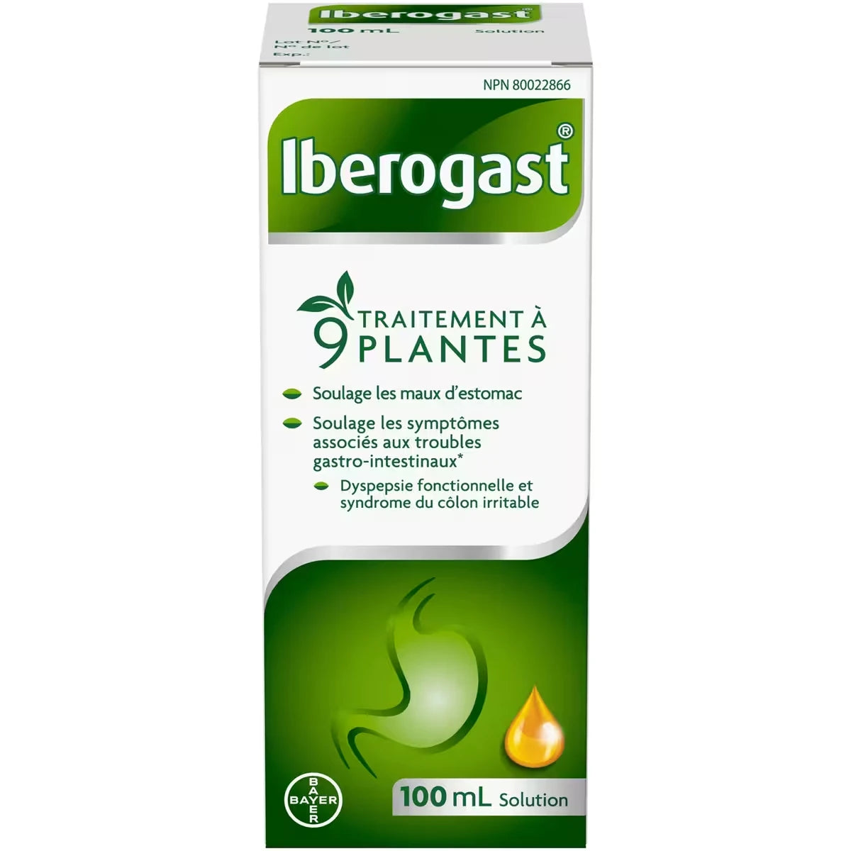Traitement à 9 plantes, soulagement des symptômes liés aux troubles gastro-intestinaux, 100 mL