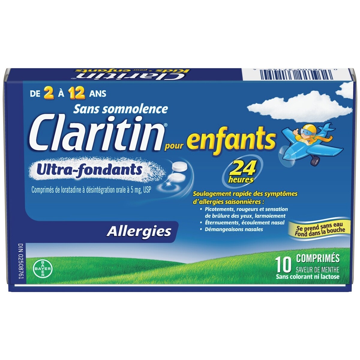 Comprimés de loratadine Allergies pour enfants – 24 heures de soulagement sans somnolence des symptômes d’allergies saisonnières chez les enfants, pour les enfants de 2 ans et plus, comprimés ultra-fondants, 5 mg x 10 comprimés