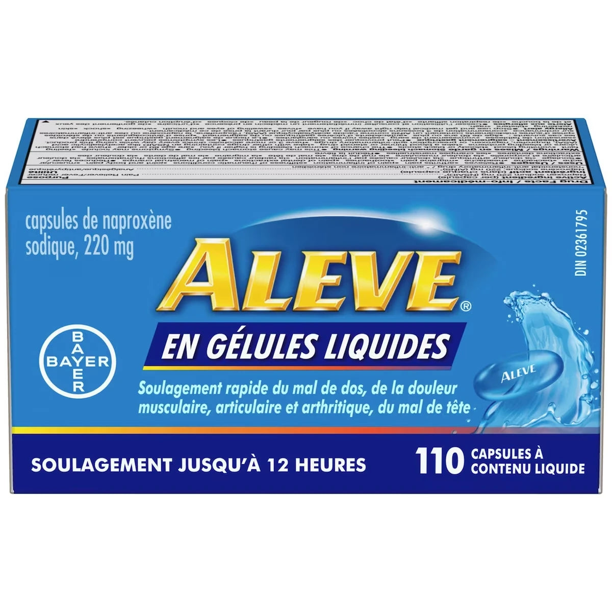 En G�Lules Liquides Pour Le Soulagement De La Douleur, Dure Jusqu’à 12 Heures, Naprox�Ne Sodique à 220 Mg, 110 G�Lules Liquides