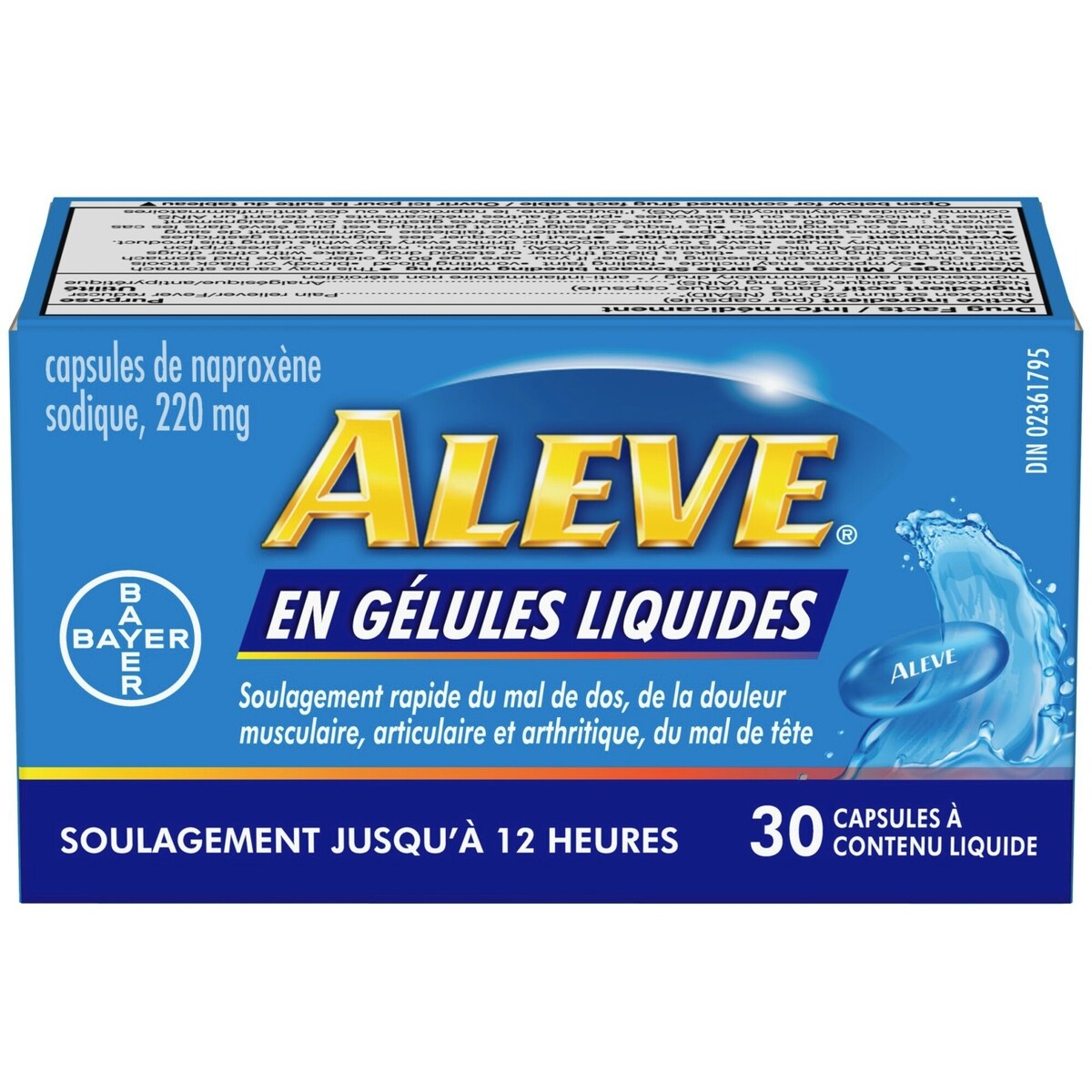 En G�Lules Liquides Pour Le Soulagement De La Douleur, Dure Jusqu’à 12 Heures, Naprox�Ne Sodique à 220 Mg, 30 G�Lules Liquides