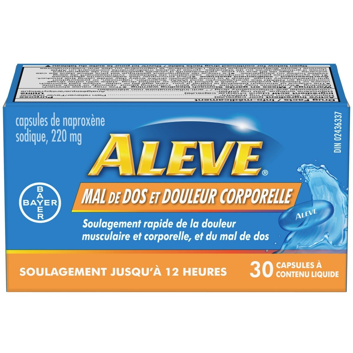 Mal De Dos Et Douleur Corporelle En G�Lules Liquides, Soulagement De La Douleur Jusqu’à 12 Heures, Naprox�Ne Sodique à 220 Mg, 30 G�Lules Liquides