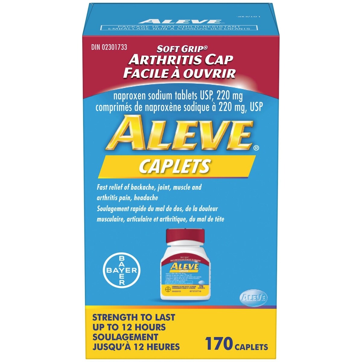 En Caplets Avec Bouchon Facile à Ouvrir Soft Grip Pour Le Soulagement De La Douleur Jusqu’à 12 Heures, Naprox�Ne Sodique à 220 Mg, 170 Caplets