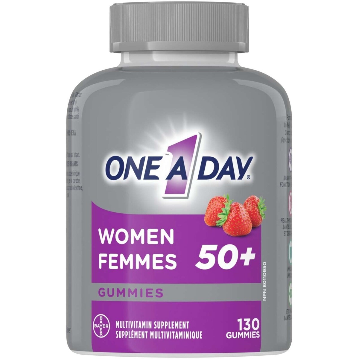 Gummies multivitamines One A Day® pour femmes de 50 ans et plus – gummies multivitamines Formule avancée avec soutien immunitaire et complexe B, conçus avec des vitamines et des minéraux pour les femmes de 50 ans et plus, 130 gummies