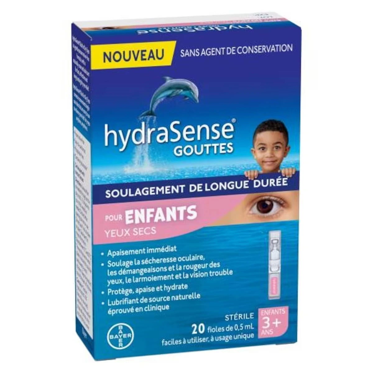 pour enfants – yeux secs, sans agent de conservation, lubrifiant de source naturelle