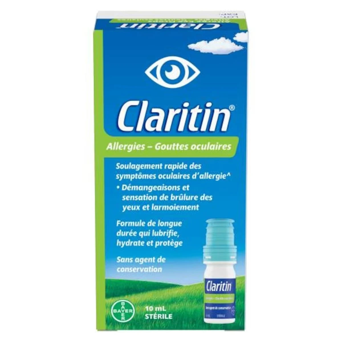 Gouttes oculaires Claritin Allergies, sans agent de conservation, soulagement de longue durée