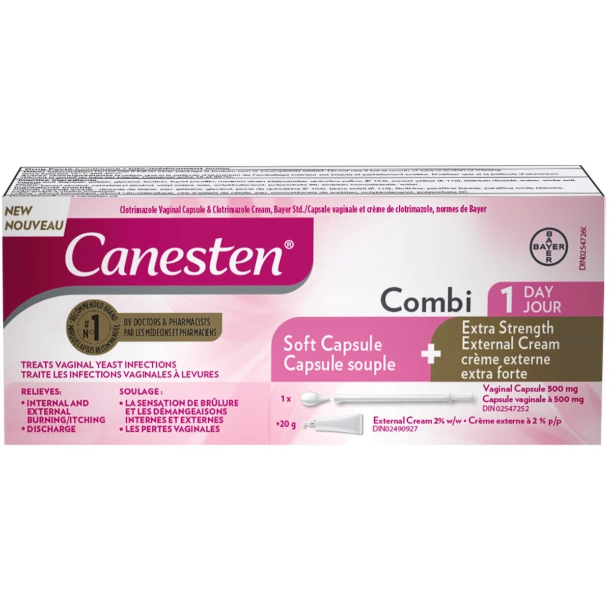 Combi Capsule Souple 1 Jour Contre Les Infections à Levures Et Cr�Me Externe Extra Forte, 1 Traitement