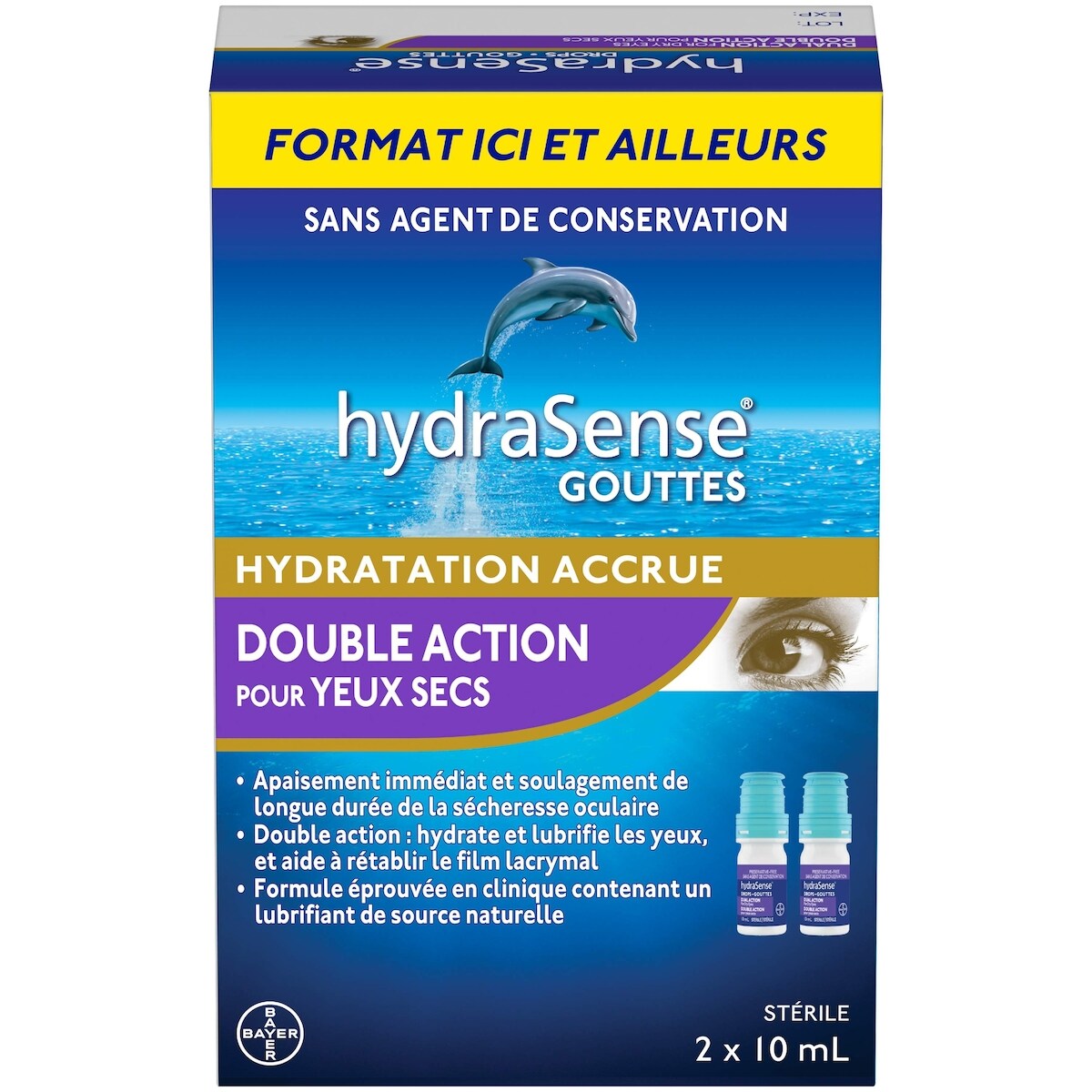 Gouttes Oculaires Double Action, Pour Yeux Secs, Sans Agent De Conservation, Pr�Paration à Double Action éProuv�E En Clinique, Lubrifiant De Source Naturelle, Contient Des Phospholipides, 2 X�10 Ml