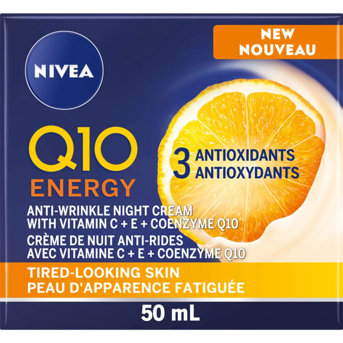 Q10 Energy Anti-Wrinkle Night Face Cream, Tired-Looking And Dull Skin, 50Ml