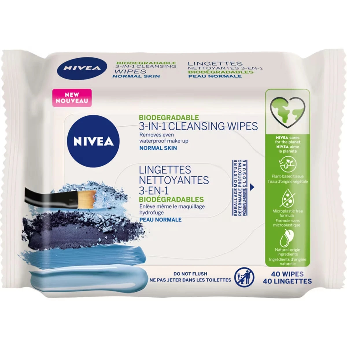 3-in-1 Refreshing Face Cleansing Wipes Normal and Combination Skin, 40 Count