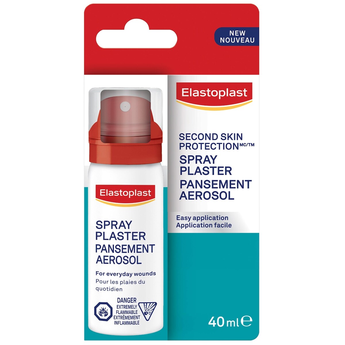 Second Spray Plaster pansement en spray, 100 % invisible pour plaies, 40 ml