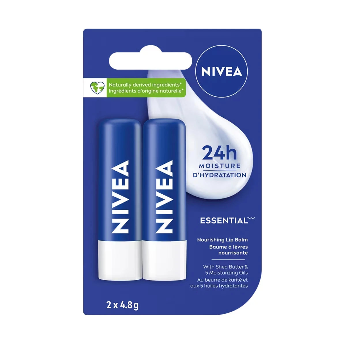 Lip Care Essential, 24hr hydration, Enriched with shea butter and 5 moisturizing oils, (2 x 4.8g)