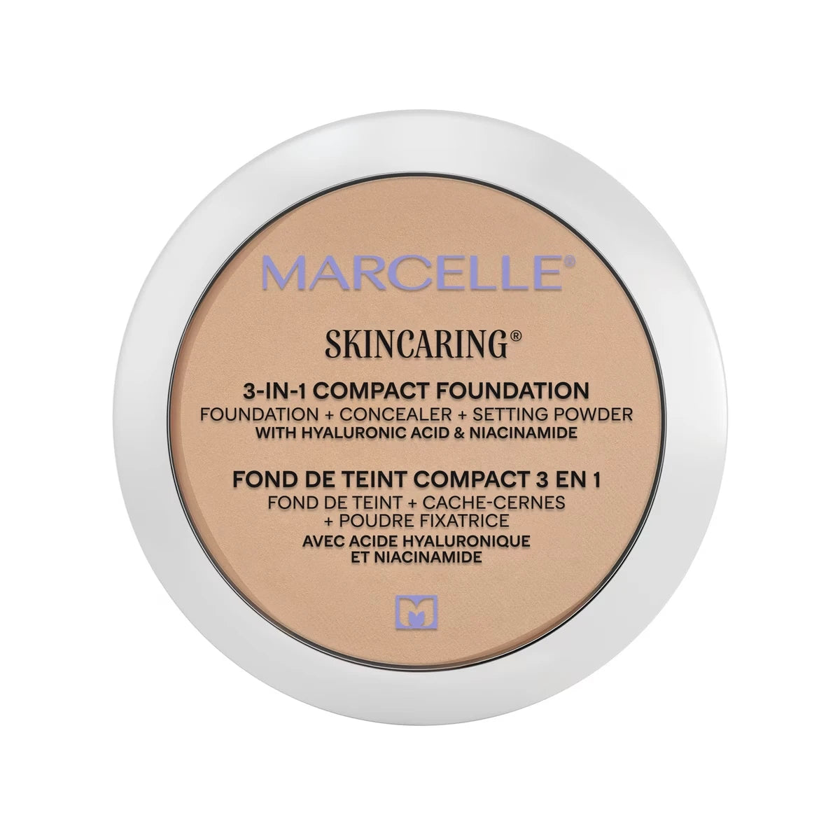 Skincaring 3-in-1 Compact Foundation + Concealer + Setting Powder with Hyaluronic Acid