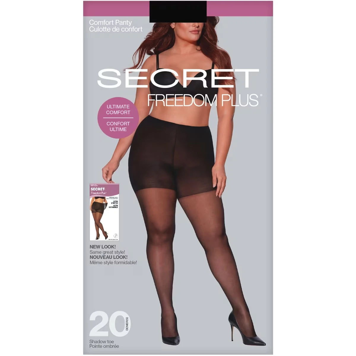bas culotte diaphane avec culotte de confort et pointes ombrées  - 1+